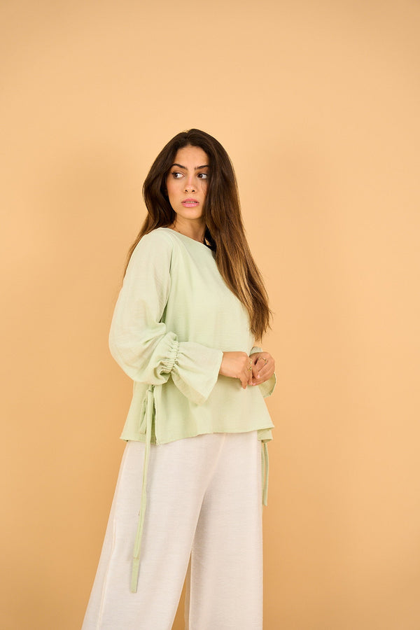 CARLA - Linen Top Shirt Pastel Green