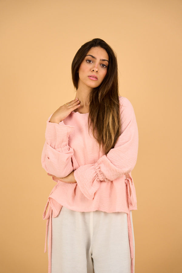 CARLA - Linen Top Shirt Pink