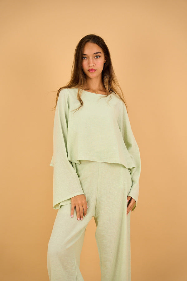 LUNA - Linen Top Pastel Green