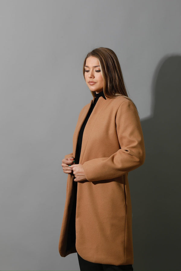 Woolen Short Coat - Camel