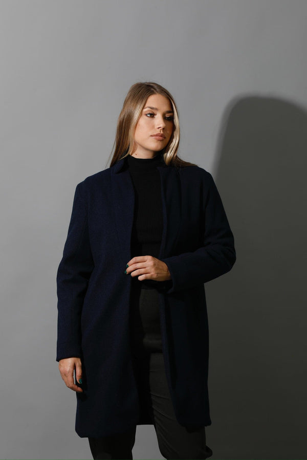 Woolen Short Coat - Navy