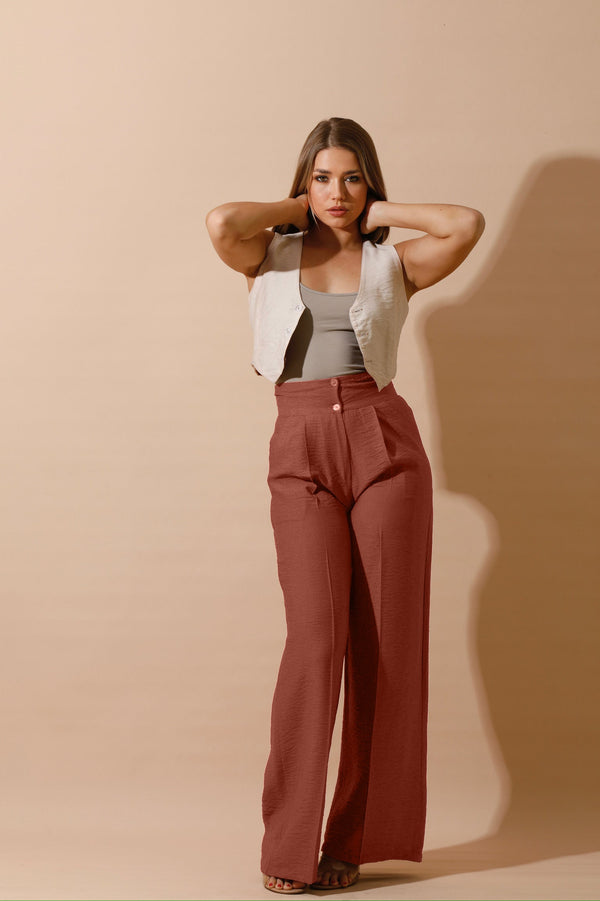 High Waist Linen Pants - Havan