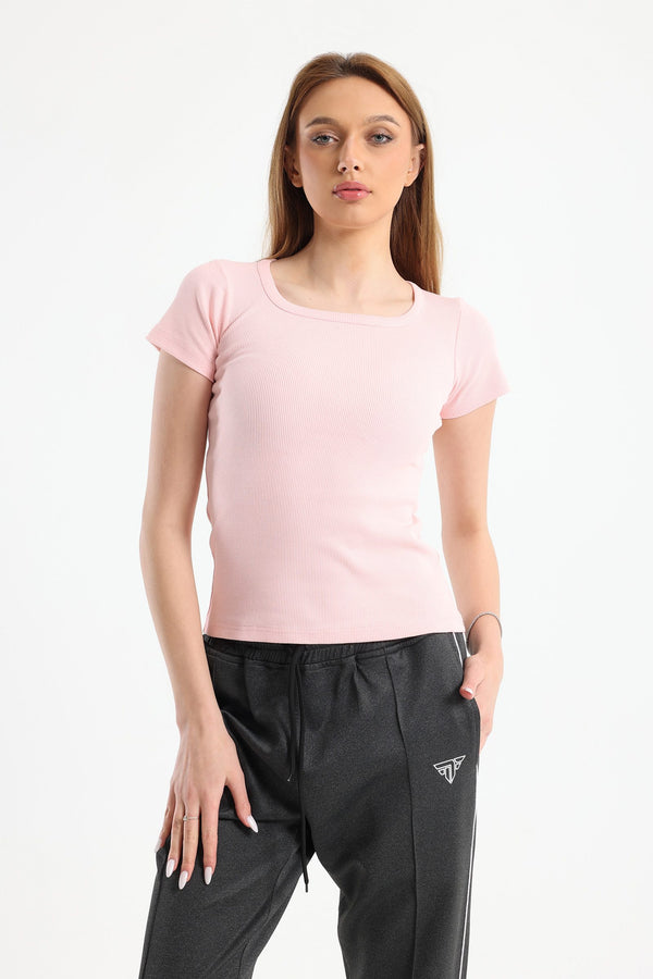 Basic short sleeve top in pink
