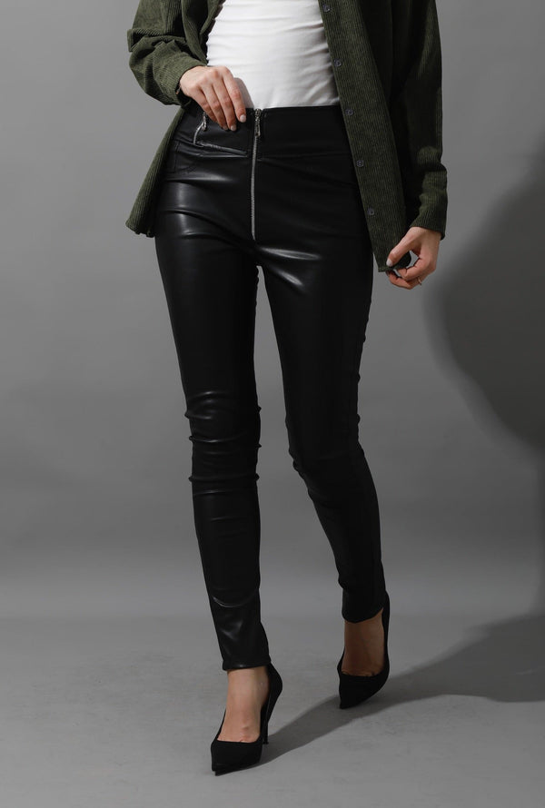 Faux-Leather Leggings - Black