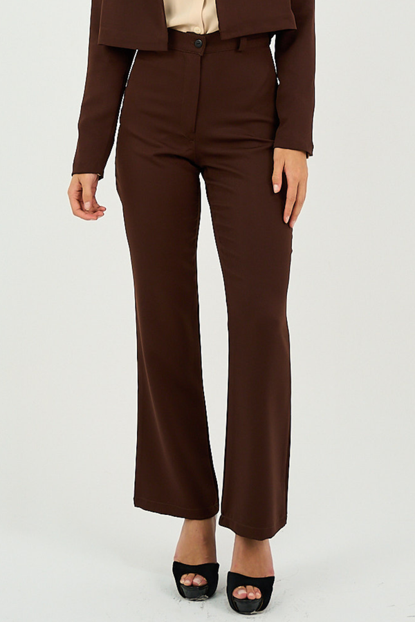 Flared Suit Trousers - Brown