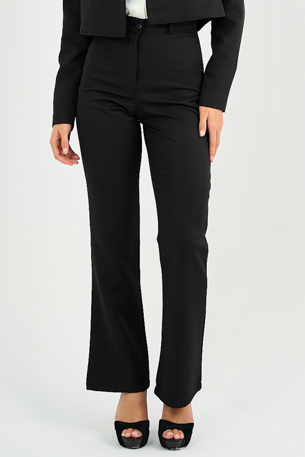 Flared Suit Trousers - Black