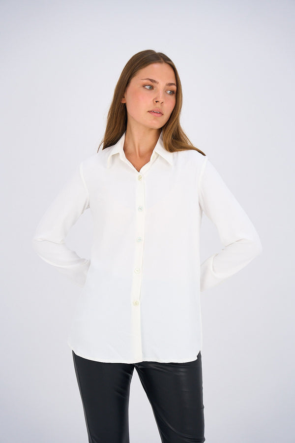 Button Up Basic Shirt - White - (Pre-Order November)