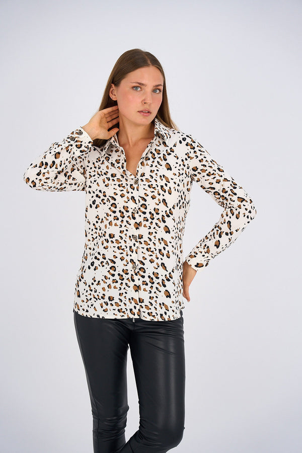 Button Up Basic Shirt - Leopard - (Pre-Order November)