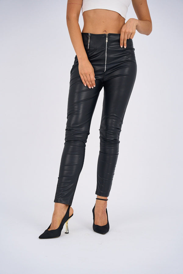 Faux-Leather Leggings - Black