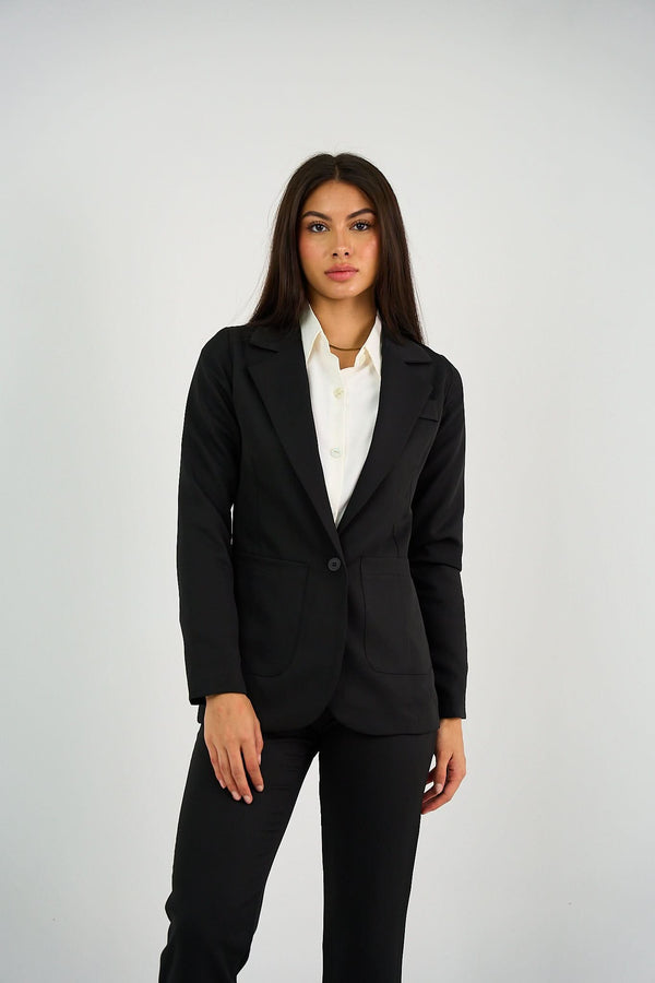 Single Button Blazer - Black