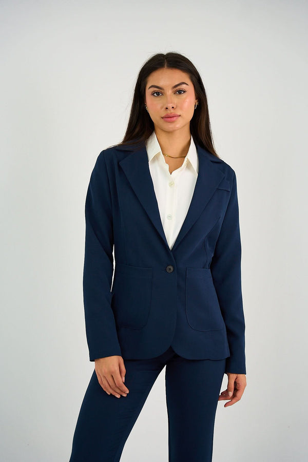 Single Button Blazer - Navy