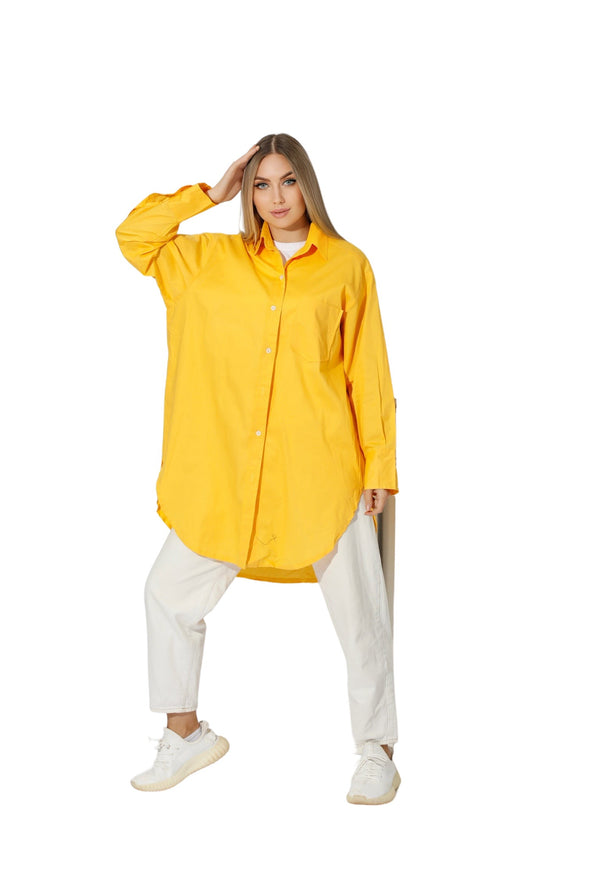 Oversized Shirt Dress - Yellow