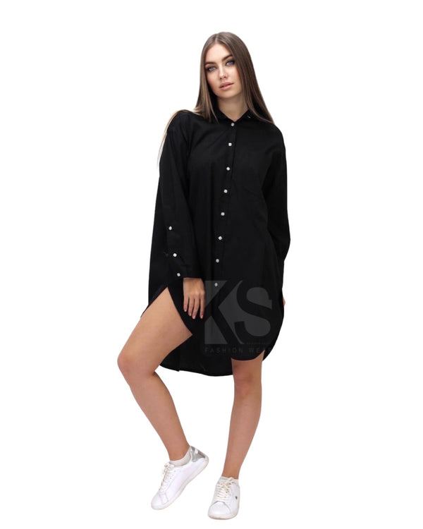 Oversized Shirt Dress - Black