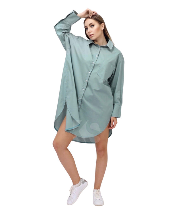Oversized Shirt Dress - Mint Green