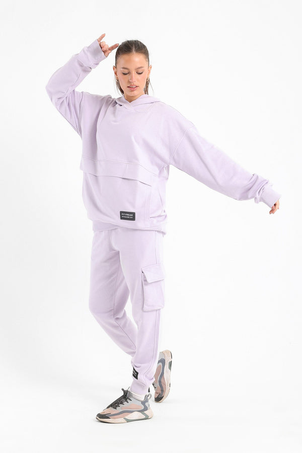 Chill oversized flap pocket cargo set in lilac