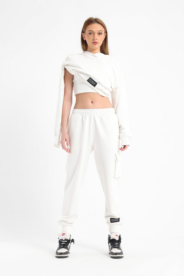 Chill oversized flap pocket cargo set in off white