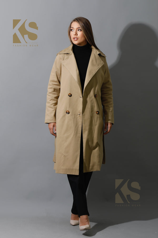 Wrapped Belted Trench Coat - Beige