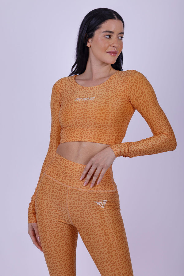 Apricot leopard long sleeve top