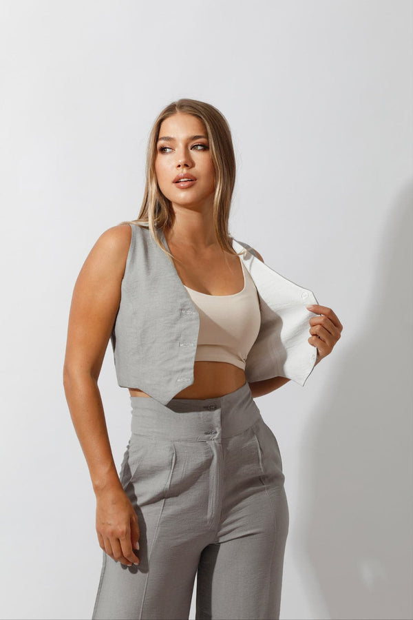 Double-Faced Vest Only- Gray/White
