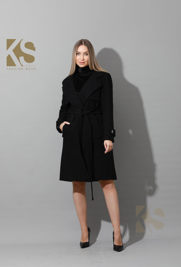Wrapped Belted trench Coat - Black