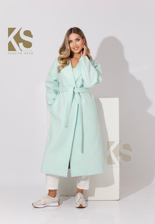 Oversized Wrapped Coat - Mint Green