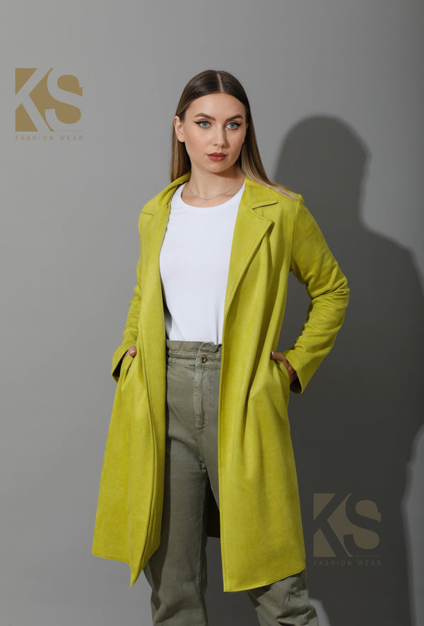 Open Front Cardigan - Lime Green